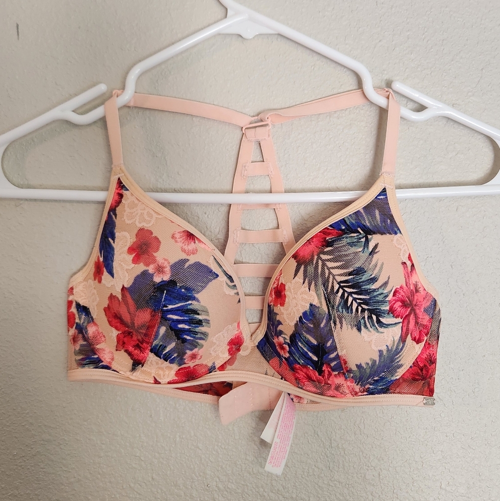 Victoria's Secret PINK Lightly Lined Strappy Racerback Bra Size 32C